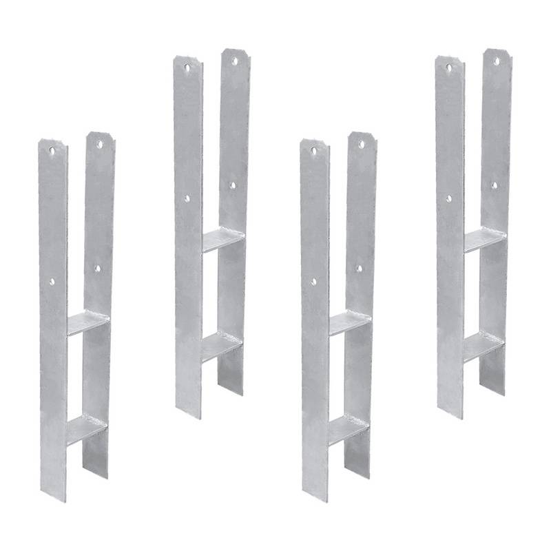 4 Stück Pfostenanker 91MM H-Pfostenträger H-Anker 600 mm Länge Pfostenschuh für Carport Silber