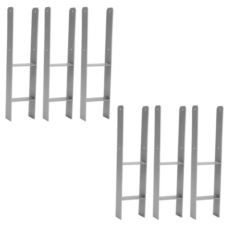 6 Stück Pfostenanker 141MM H-Pfostenträger H-Anker 600 mm Länge Pfostenschuh für Carport Silber