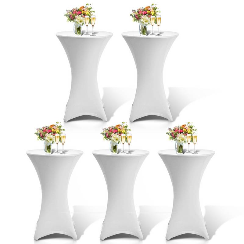 5x Stehtischhusse Stretch Stehtisch Hussen Ø 70 cm Tisch Husse Bistrotisch Weiß