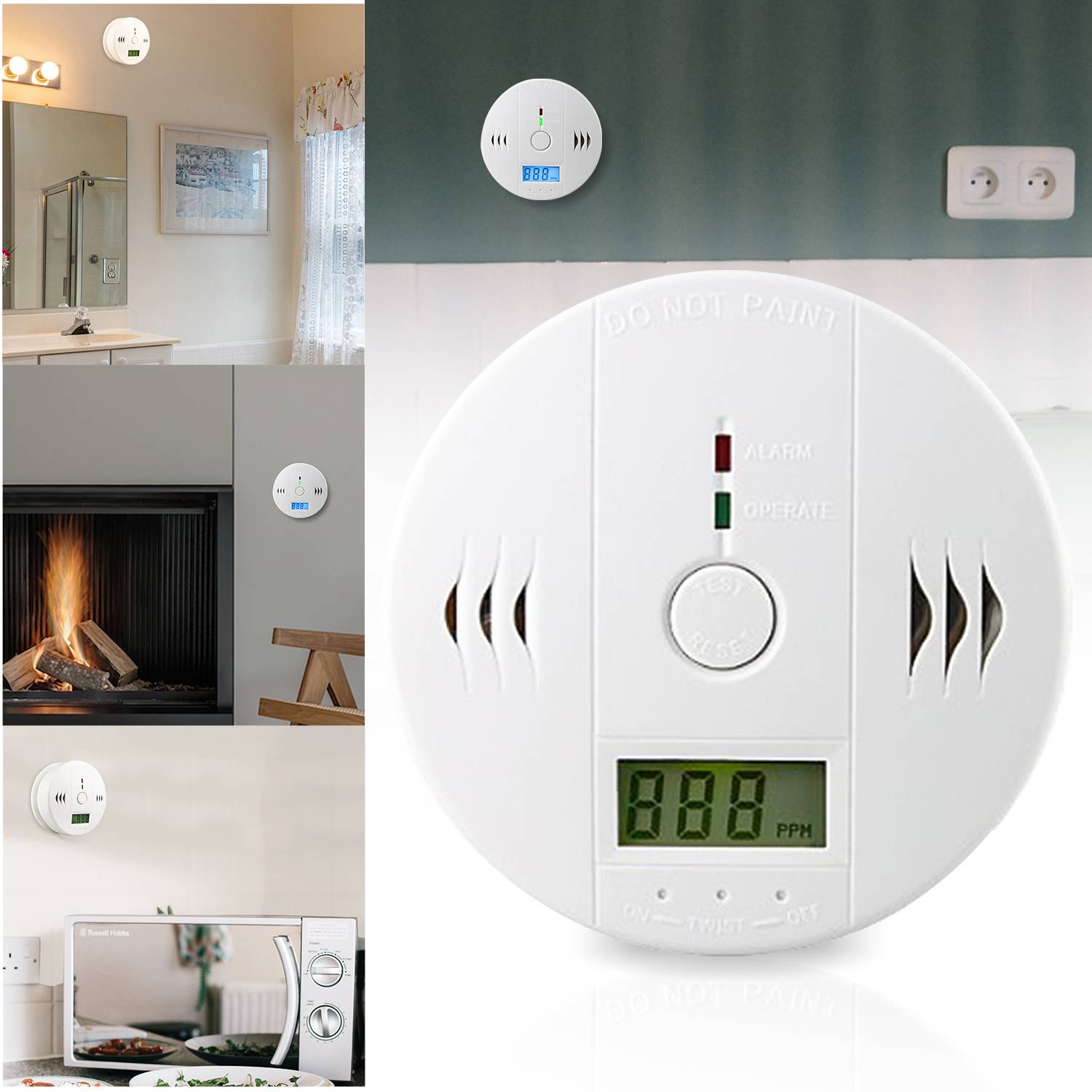 CO Kohlenmonoxid 4 Stück installation Kohlenmonoxid Kohlenmonoxidmelder