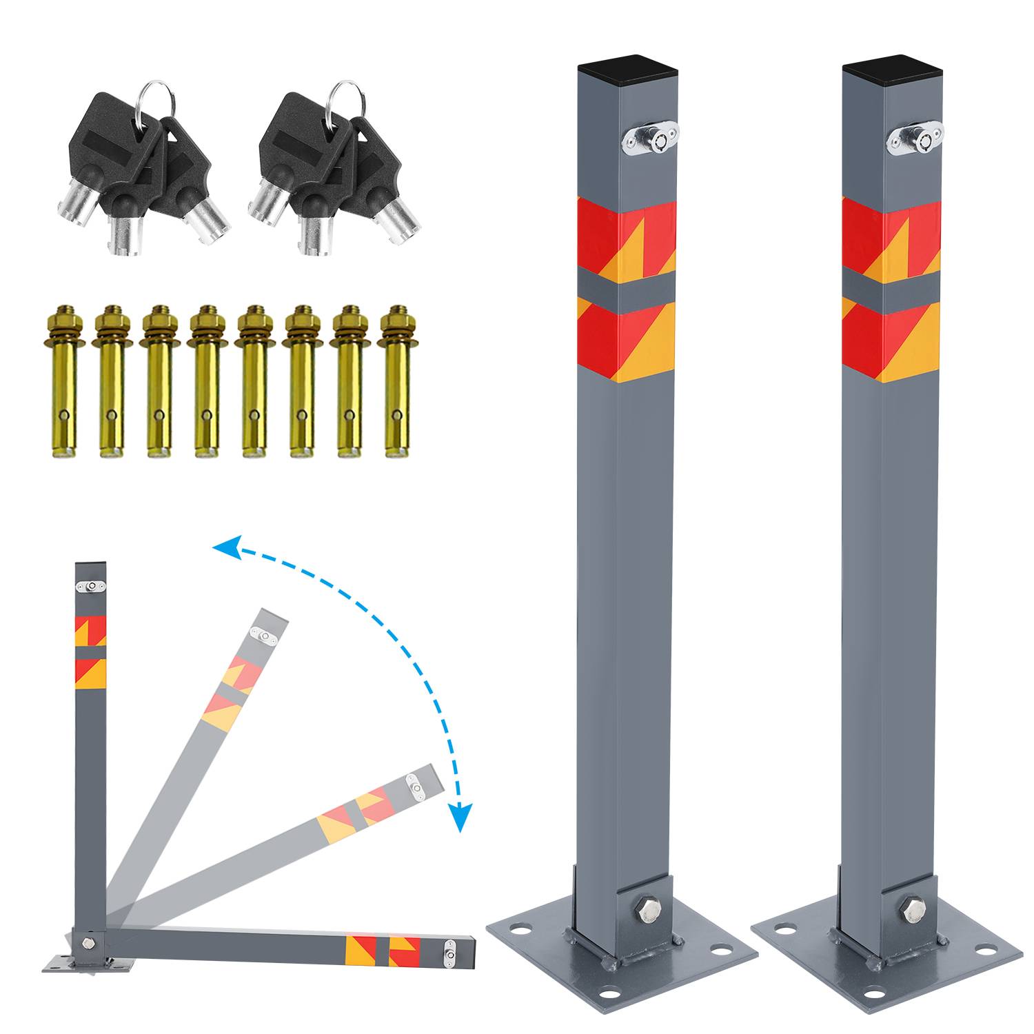 Absperrpfosten 2x Parkplatzsperre Klappbar universell Parkpfosten Absperrung
