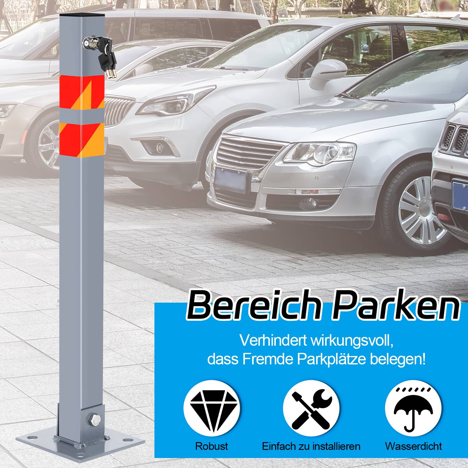 Absperrpfosten 3x Parkplatzsperre Klappbar universell Parkpfosten Absperrung
