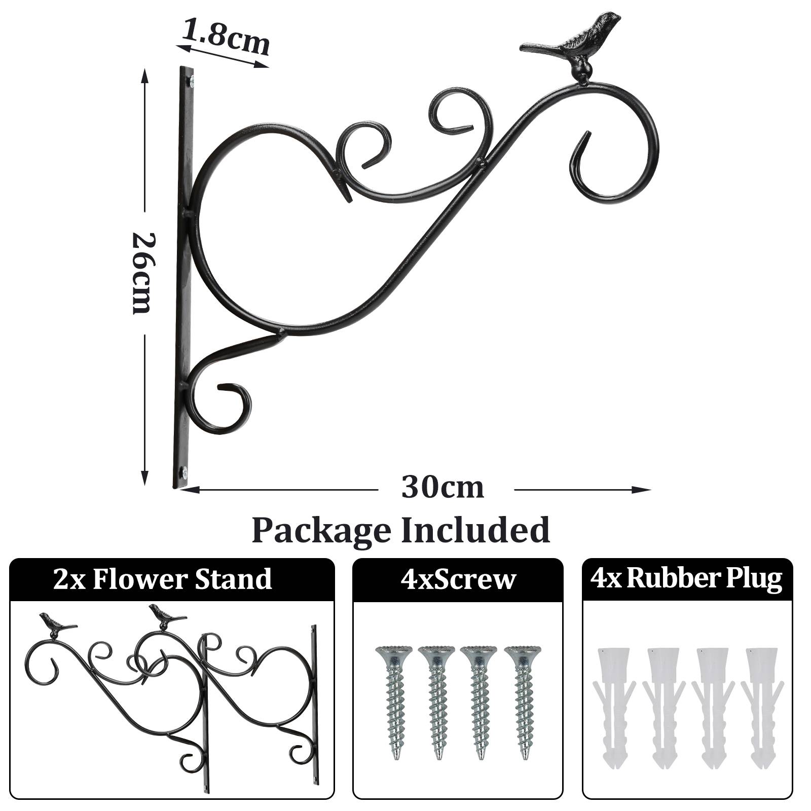 Blumenhaken 4er Wandhaken Blumenampel 300x260mm Blatt Blumenhalter Wandhalter Windlichthalter Pflanzenhalter Blumenampelhalter