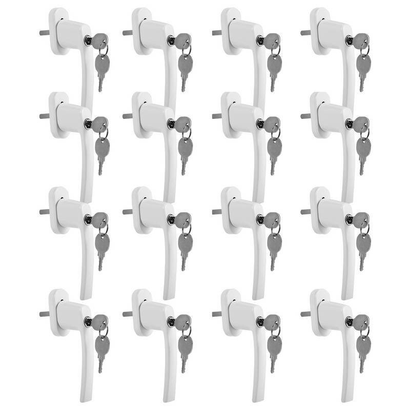 Fenstergriff Fenstergriffe Alu Set Sicherheitsfenstergriff abschließbar Griff 16X weiß