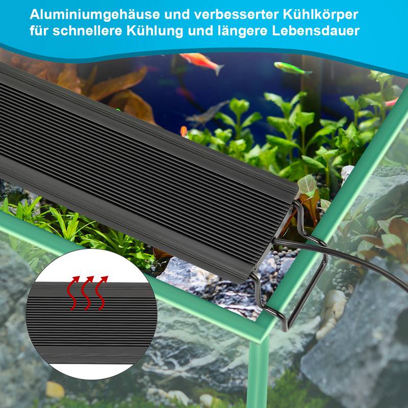 45-70 cm LED Aquarium Lampe Tank Leuchtet Unterwasser Beleuchtung Dimmbar 3 Lichtmodi mit Timer,18W