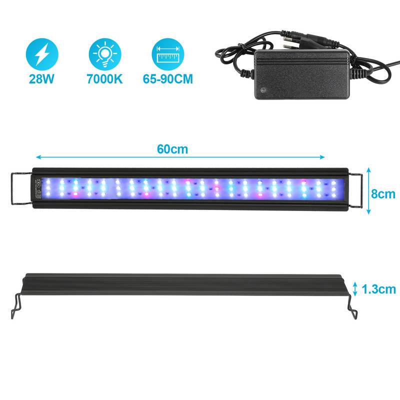 64-90 cm LED Aquarium Lampe Tank Leuchtet Unterwasser Beleuchtung Dimmbar 3 Lichtmodi mit Timer,28W
