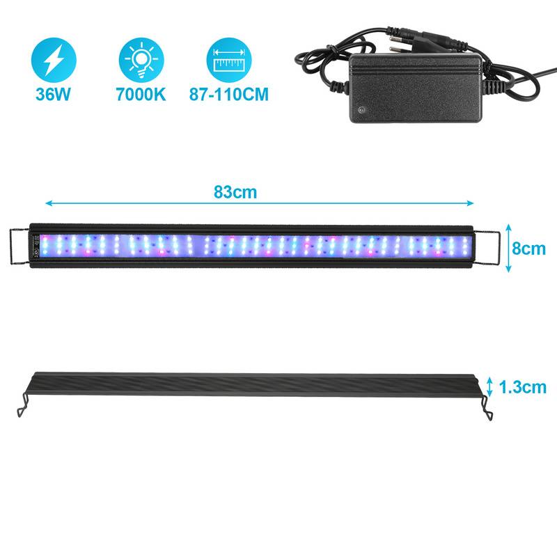 87-110 cm LED Aquarium Lampe Tank Leuchtet Unterwasser Beleuchtung Dimmbar 3 Lichtmodi mit Timer,36W