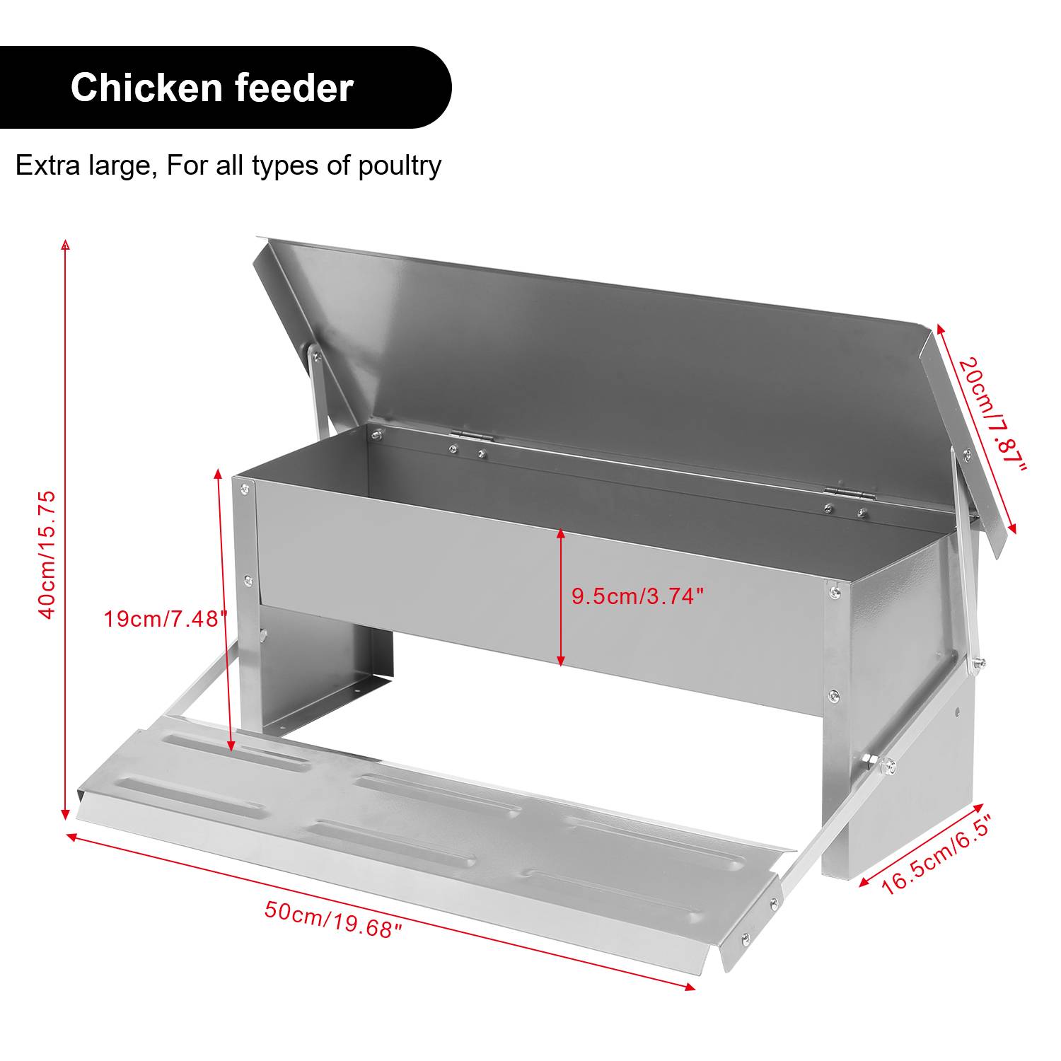 futterautomat hühner Futterspender Geflügel hühnerfutter automat aus Verzinkter Stahl 5KG futterspender mit Automatisches Pedal und Wasserfest gefl