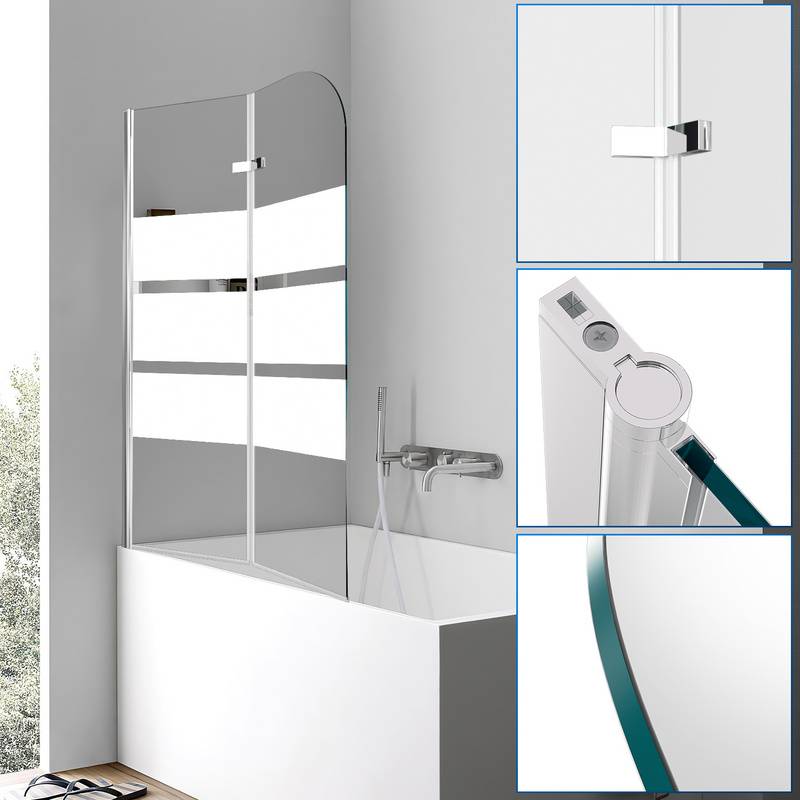 Badewannenaufsatz Duschwand Faltwand Badewanne Duschabtrennung aus 6mm NANO 180° ESG Klar Glas Rechts-und Links montierbar 2-teilig faltbar