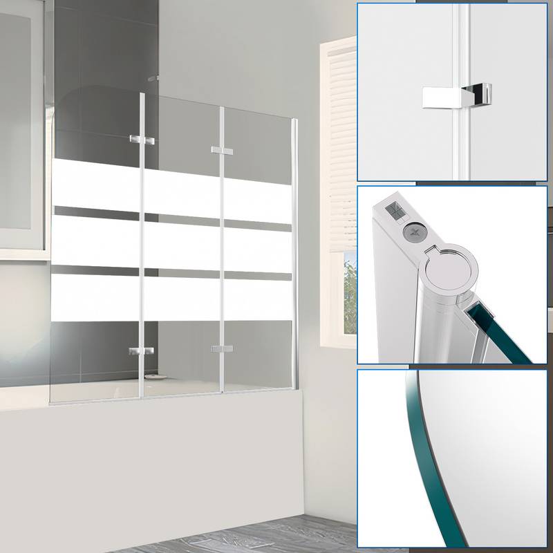 Badewannenaufsatz Duschwand Faltwand Badewanne Duschabtrennung aus 6mm NANO 180° ESG Klar Glas Rechts-und Links montierbar 3-teilig faltbar