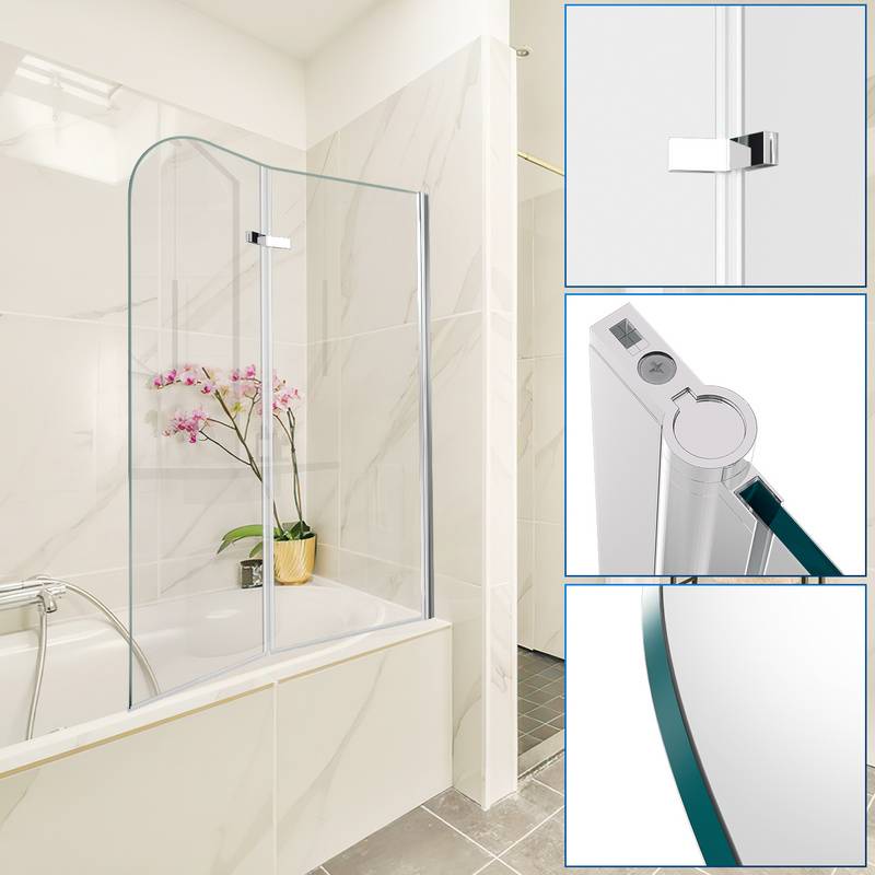 Badewannenaufsatz Duschwand Faltwand Badewanne Duschabtrennung aus 6mm NANO 180° ESG Klar Glas Rechts-und Links montierbar 2-teilig faltbar