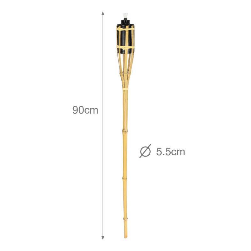 12x Gartenfackeln Set Lampen Fackeloel Docht 90cm Bambus Ölfackeln für draußen Lampenöl für fackeln Flammen Feuer Party Deko