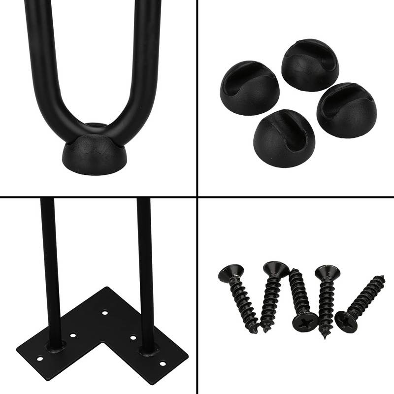 4x Hairpin Legs Möbelbeine Tischläufer schwarz Hairpin Legs 2 Bügel, 45cm