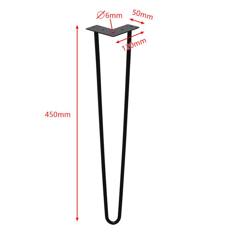 4x Hairpin Legs Möbelbeine Tischläufer schwarz Hairpin Legs 2 Bügel, 45cm