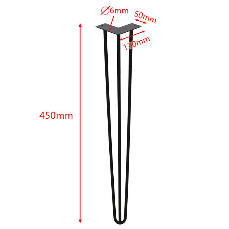 4x Hairpin Legs Möbelbeine Tischläufer schwarz Hairpin Legs 3 Bügel, 45cm