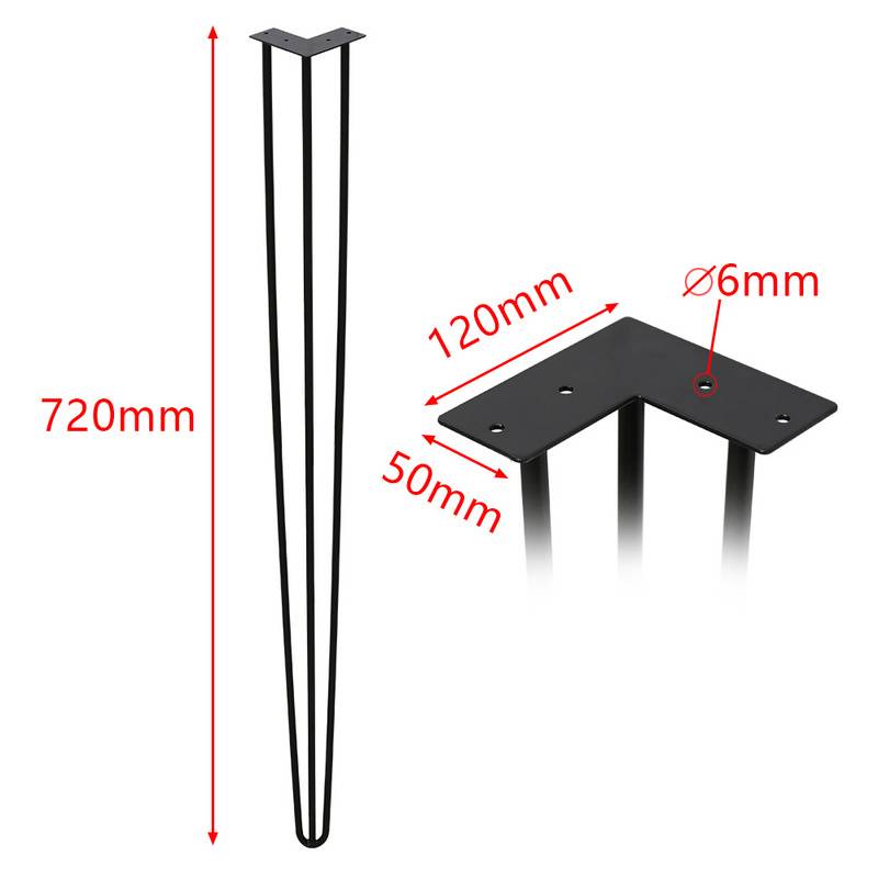 4x Hairpin Legs Tischbeine Stahl DIY Tischkufen Tischbeine Tisch Austauschbare 3 Bügel, 72cm