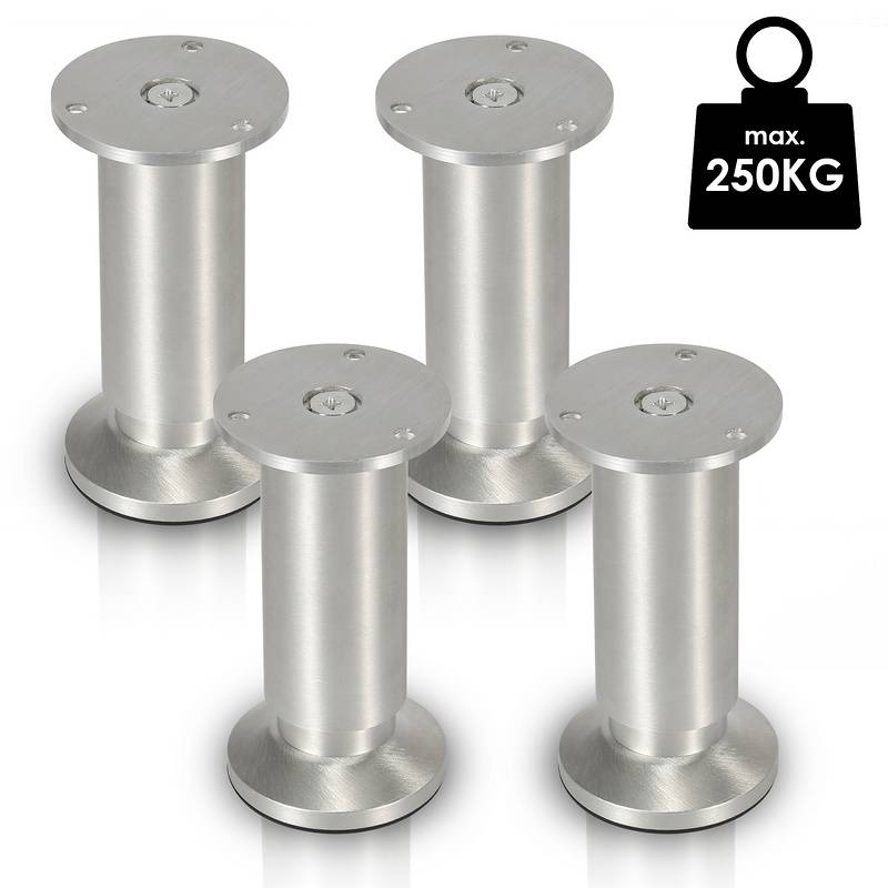4X Möbelfüße Sockelfüße Sockelfüße Stellfuß Couchfüße Möbelfuß Verstellbar-Aluminium-80mm