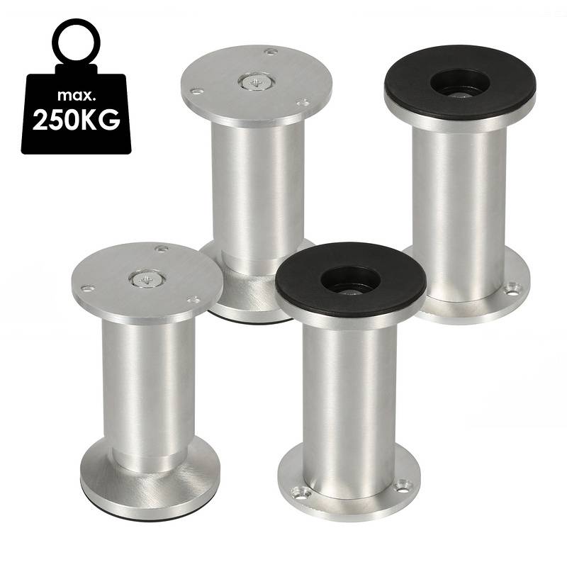 4X Möbelfüße Sockelfüße Sockelfüße Stellfuß Couchfüße Möbelfuß Verstellbar-Aluminium-120mm