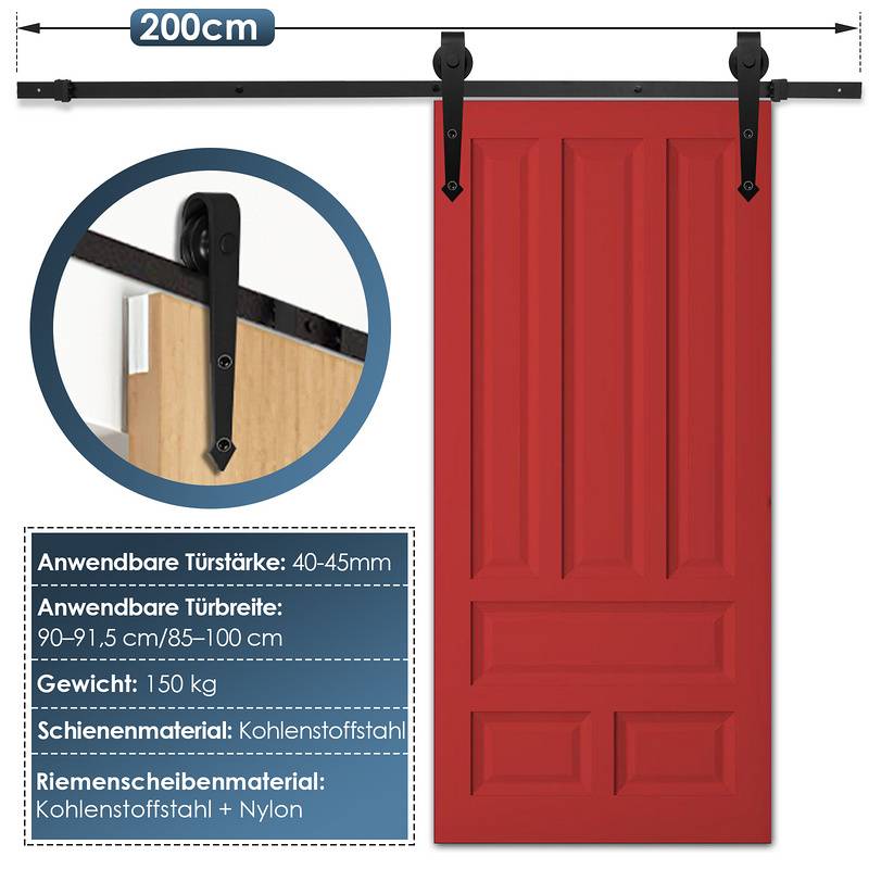 Schiebetürsystem Bodenführungsrolle Laufschiene Schiebetürbeschlag—Arrow—200cm