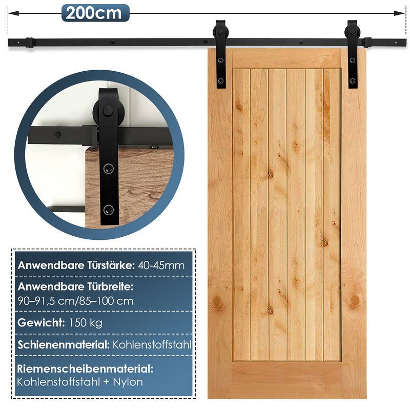 Schiebetürsystem Bodenführungsrolle Laufschiene Schiebetürbeschlag—Stripes—200cm
