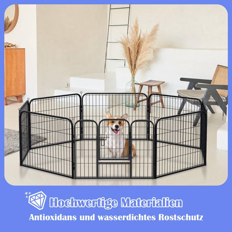 Welpenauslauf Mit Dach Tierlaufstall Welpenlaufstall Hundekäfig, Freilaufgehege mit Tür,8 stück 60x80,Hält was aus Mit kleinen tieren funktioniert