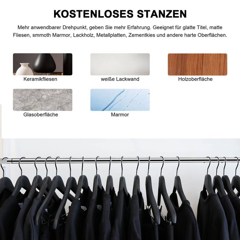Duschvorhangstange Teleskopstange Edelstahl Klemmstange Ohne Bohren 110-200cm