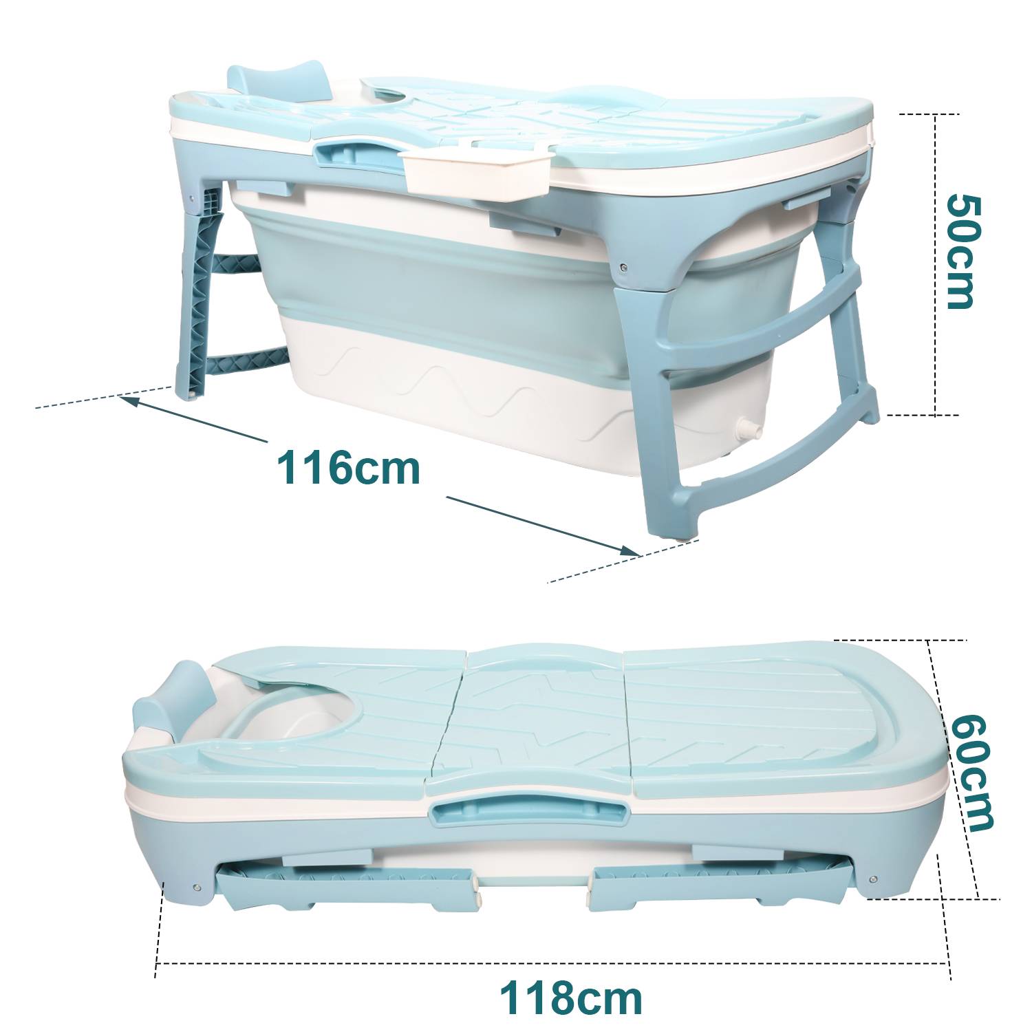 Faltbare Badewanne 118cm Mobile Badewann Erwachsene Klappbadewanne Kleinkinder kleines Badezimmer Blau
