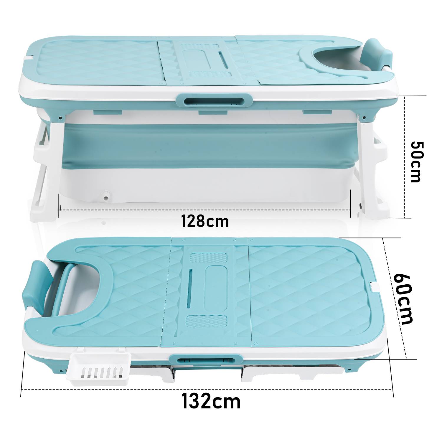 Faltbare Badewanne 132cm Mobile Badewann Erwachsene Klappbadewanne Kleinkinder kleines Badezimmer Blau