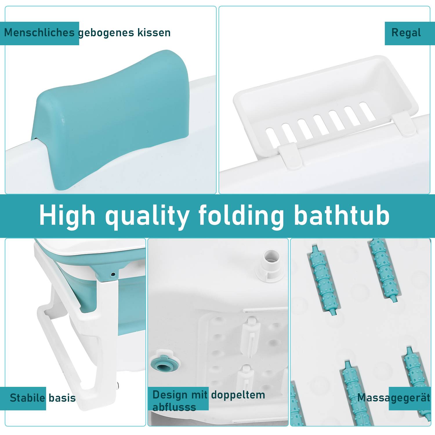 Badewanne Erwachsene Mobile einweichende Dusche, zusammenklappbare Platzsparend SPA für kleine Bäder Spa 132x60x50cm