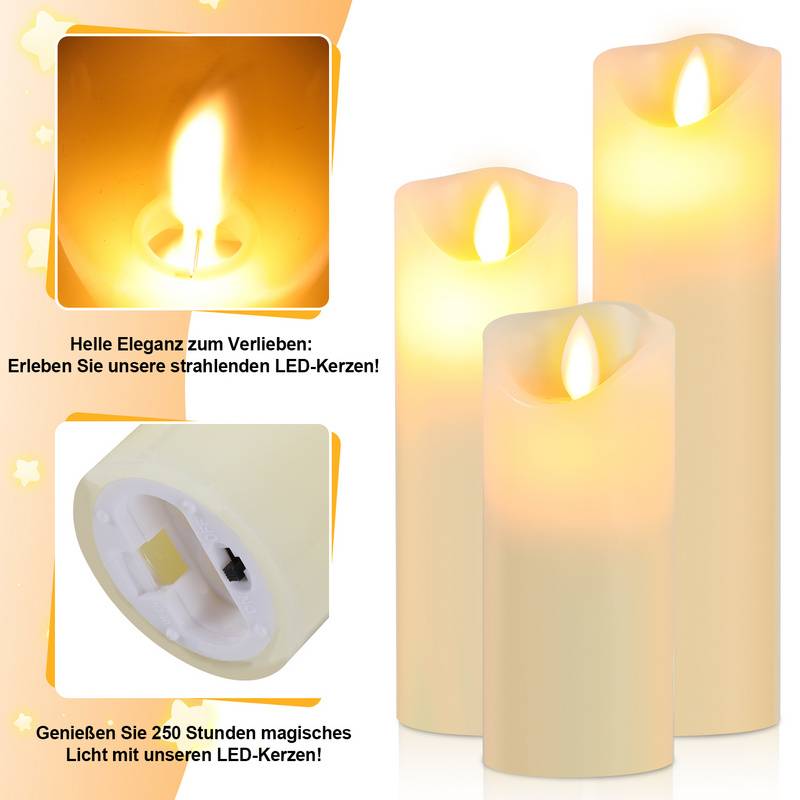 5x LED Kerzen Timer Kerze Flackernde Flamme mit Fernbedienung 5 Größen Dimmbar Elektrische Echtwachs Warmweiß