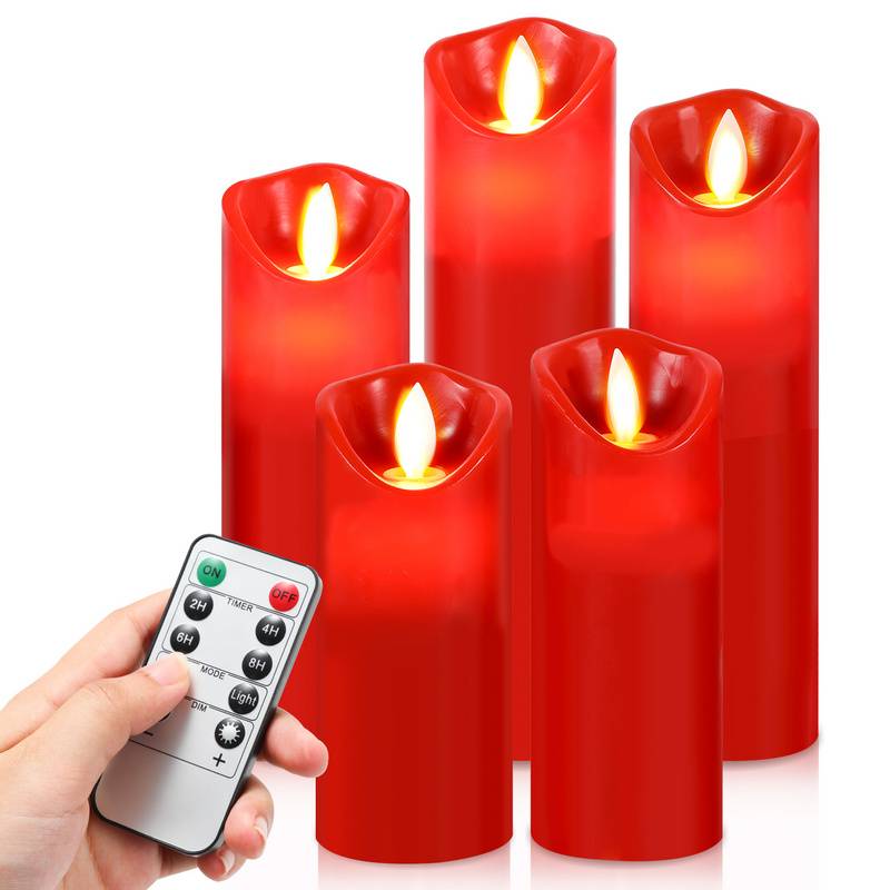 5x LED Kerzen Timer Kerze Flackernde Flamme mit Fernbedienung 5 Größen Dimmbar Elektrische Echtwachs Warmweiß