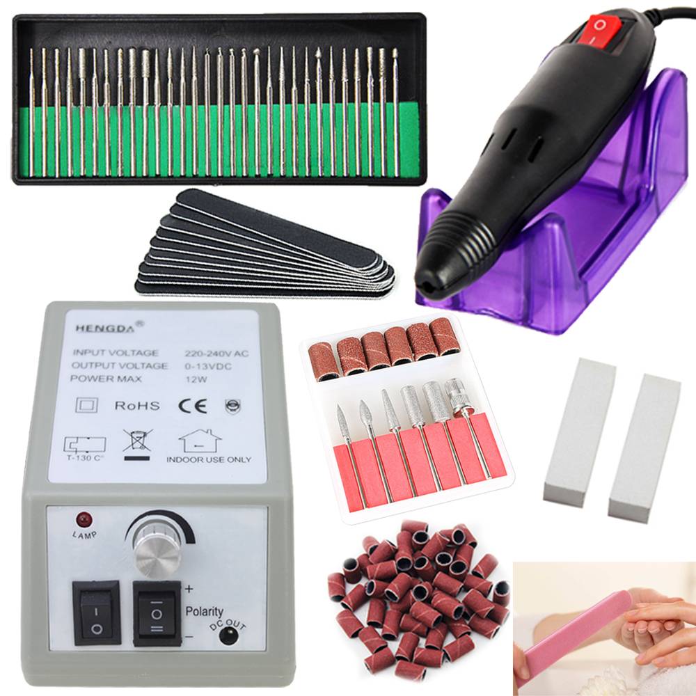 Nagelfräser Schleifgerät set Nailart Nagelschleifer Maniküre & Pediküre Set Nagelfräser Grau