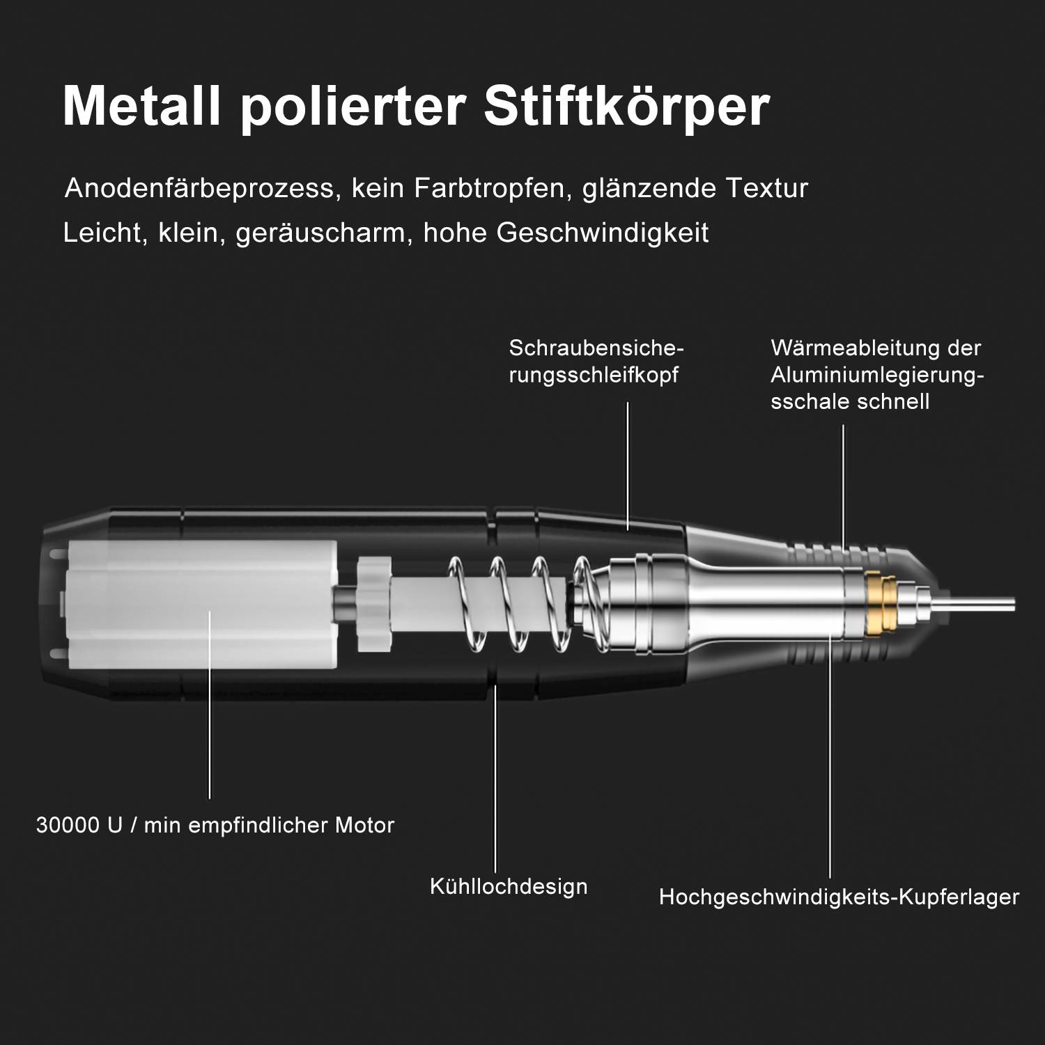 Nagelfräser Schleifgerät set Nailart Nagelschleifer Maniküre & Pediküre Set Nagelfräser Grau