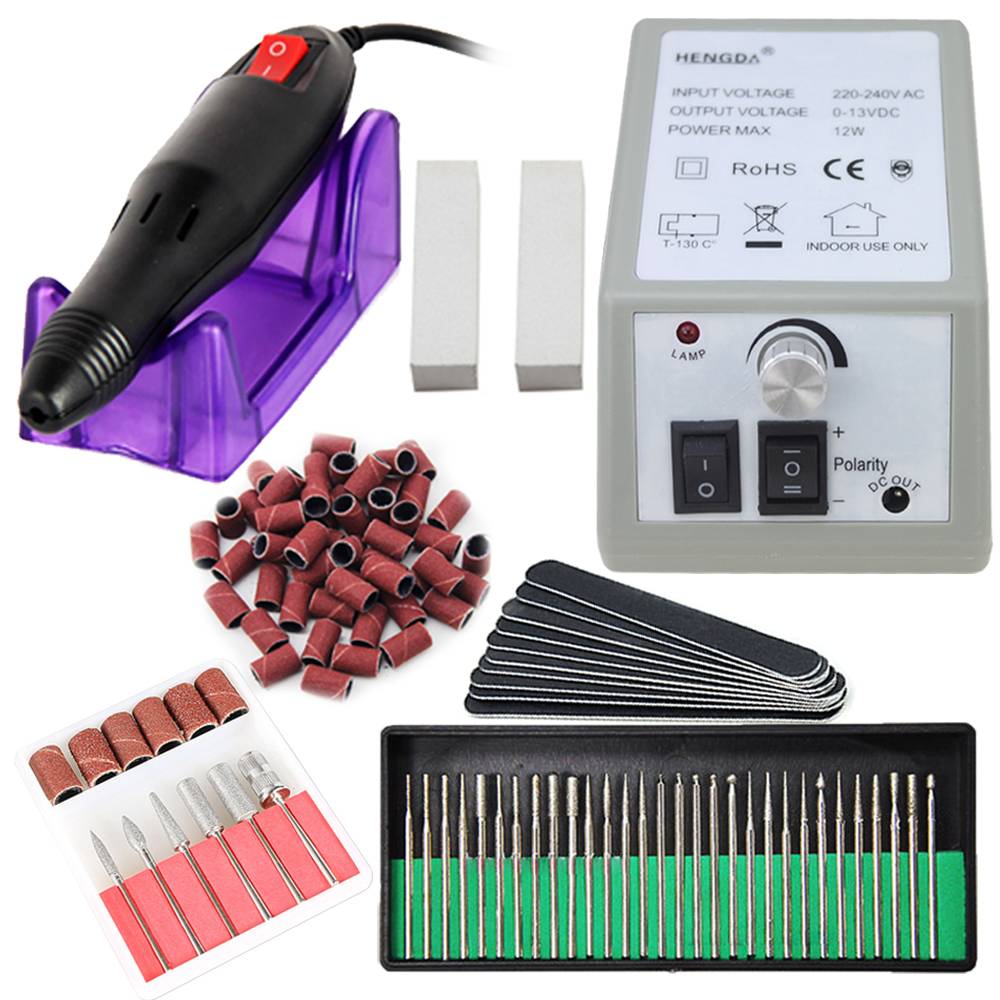 Nagelfräser Schleifgerät set Nailart Nagelschleifer Maniküre & Pediküre Set Nagelfräser Grau