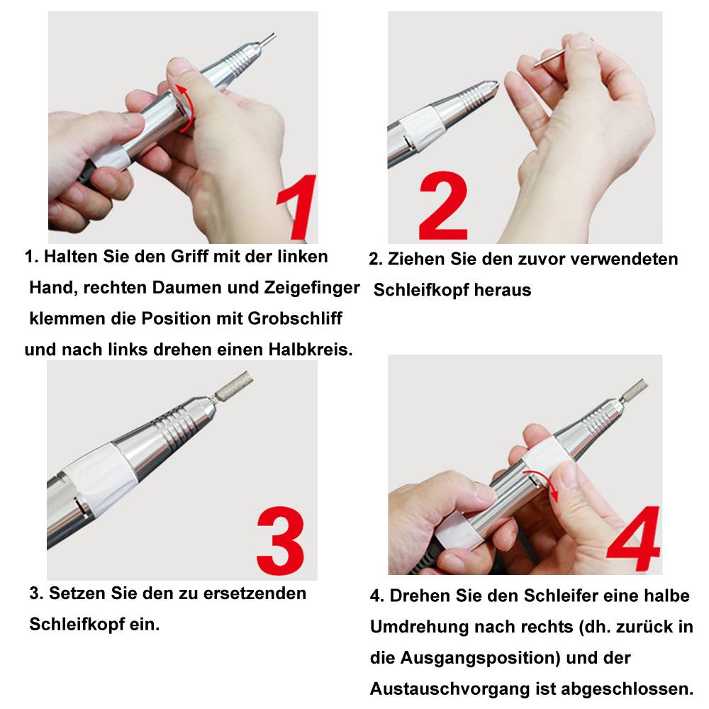 Nagelfräser Schleifgerät set Nailart Nagelschleifer Maniküre & Pediküre Set Nagelfräser Rosa