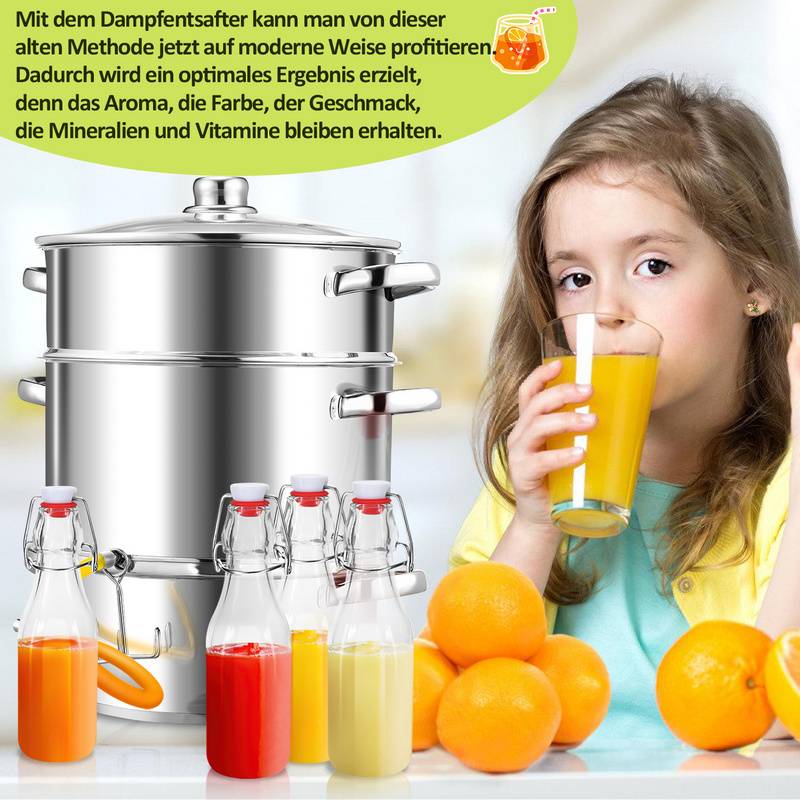 Edelstahl Dampfentsafter Entsafter Fruchtentsafter Saftpresse Obst InduktionDampfentsafter, 8 L, Dampfkochtöpfe, Edelstahl, für alle Herdarten geeig