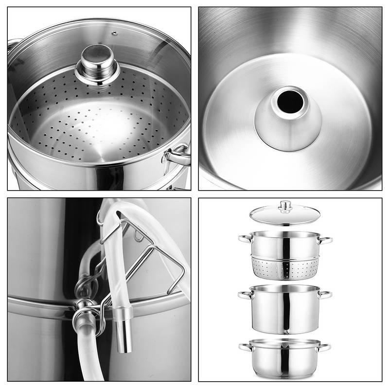 Edelstahl Dampfentsafter Entsafter Fruchtentsafter Saftpresse Obst InduktionDampfentsafter, 8 L, Dampfkochtöpfe, Edelstahl, für alle Herdarten geeig