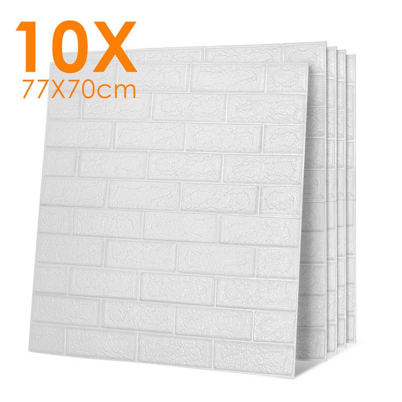 1 Set (30 Stk)große 3D wasserdichte Fliesen Ziegel Wand Aufkleber selbstklebende Schaum Panel 70x77cm Weiß