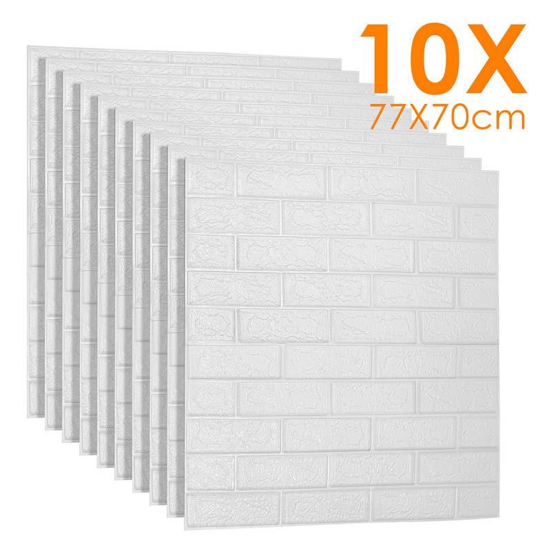1 Set (50 Stk)große 3D wasserdichte Fliesen Ziegel Wand Aufkleber selbstklebende Schaum Panel 70x77cm Weiß