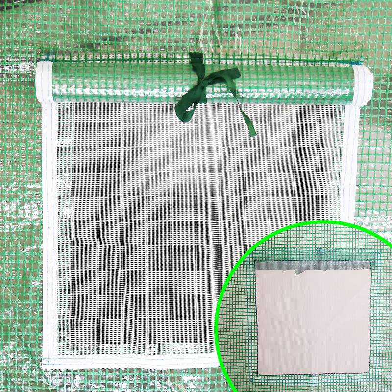 Foliengewächshaus Gewächshaus für Tomaten 200 x 80 x 170/140cm (LxBxH) , mit Gitternetzfolie und Fernster für Garten zur Aufzucht, Grün