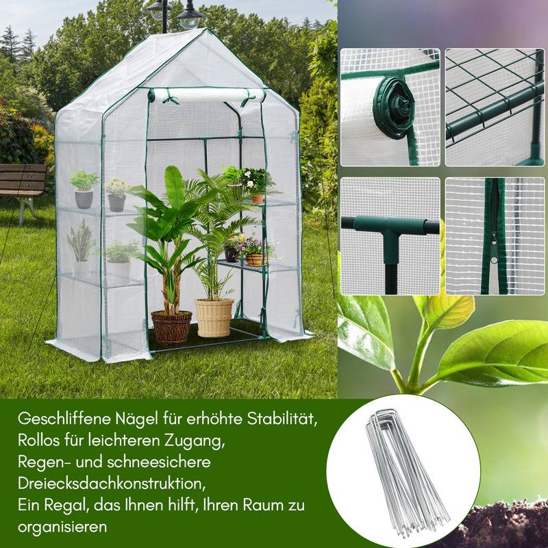 Foliengewächshaus Tomatengewächshaus 143x73x195 cm Gewächshaus Treibhaus,weiß Mehrweg