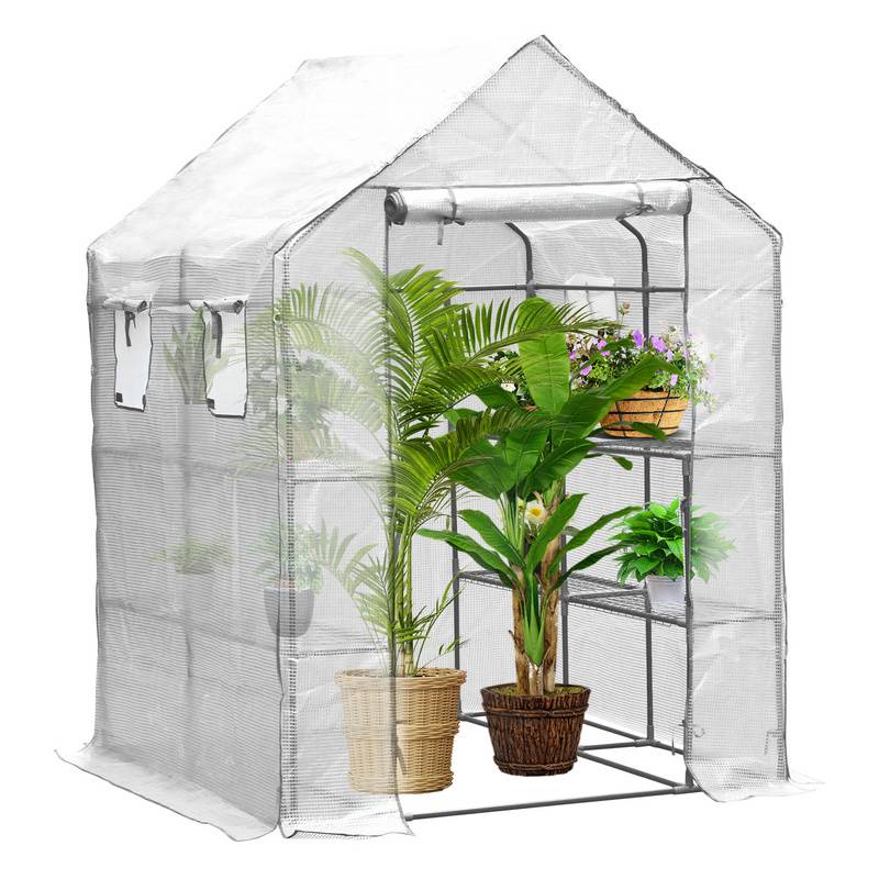 Foliengewächshaus Tomatengewächshaus 143x143x195 cm Gewächshaus Treibhaus,weiß Mehrweg
