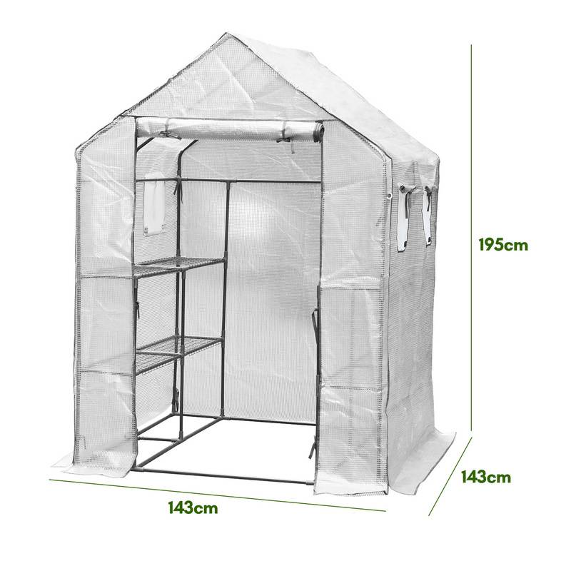 Foliengewächshaus Tomatengewächshaus 143x143x195 cm Gewächshaus Treibhaus,weiß Mehrweg