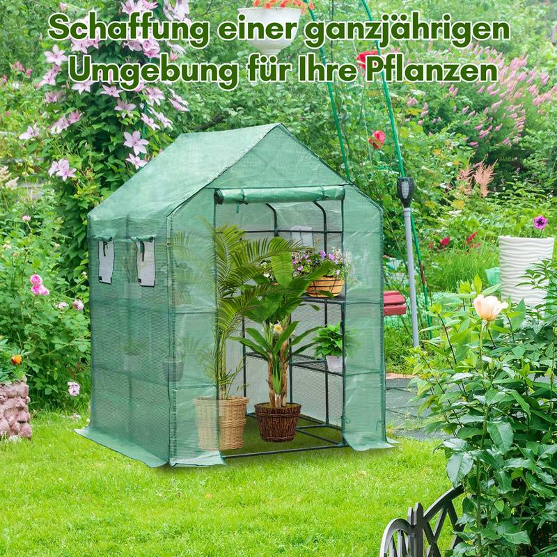 Foliengewächshaus Tomatengewächshaus 143x143x195 cm Gewächshaus Treibhaus,Grün Mehrweg