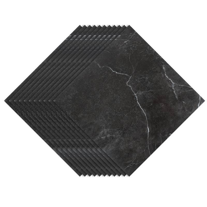 PVC Bodenbelag - Selbstklebende Fliesen - Betoneffekt - 30 cm x 30 cm x 1,5 mm - Dicke 1,5 mm - Schwarz -ca.1m² / 11 Fliesen