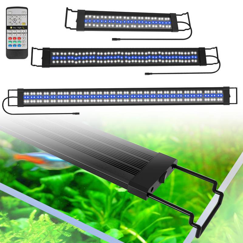 LED Aquarium Lampe Tank Leuchte Dimmbar Beleuchtung mit Fernbedienung,18w,55-80CM