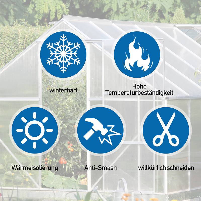 14x Doppelstegplatten 4mm Zuschneidbar 121x60,5cm Polycarbonat 10,25m² UV-beständig Klar Hohlkammerplatten Gewächshaus Platten Stegplatten