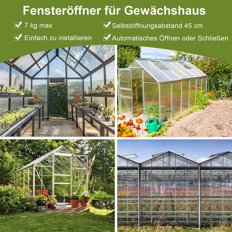 2X Automatischer Fensteröffner 7,5 kg Hubkraft stufenloser Öffnungswinkel Fensterheber Fenster