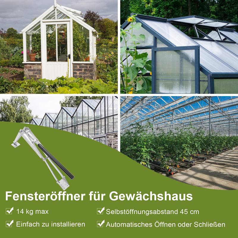 2X Automatischer Fensteröffner 14 kg Hubkraft stufenloser Öffnungswinkel Fensterheber Fenster