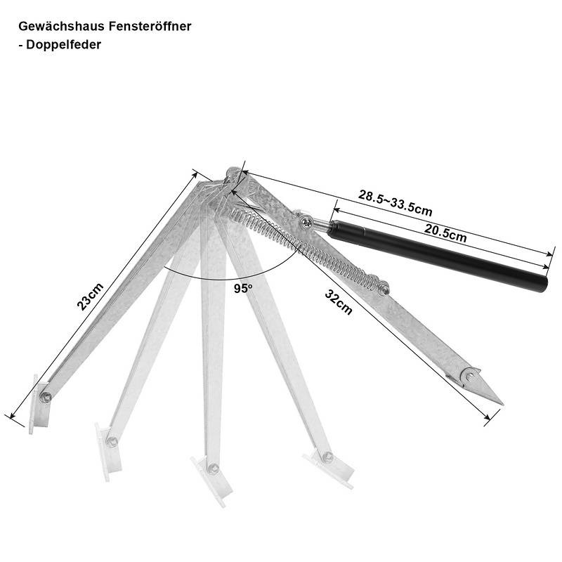2X Automatischer Fensteröffner 14 kg Hubkraft stufenloser Öffnungswinkel Fensterheber Fenster